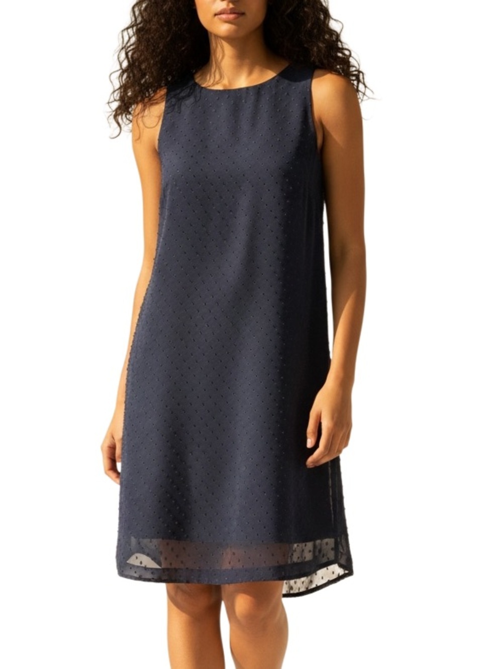 Gentle Fawn Collection Sleeveless Swiss Dot Shift Dress Navy